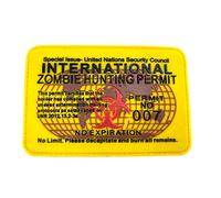 International Zombie Hunting Permit No Expiration Airsoft Paintball PVC Moral Cosplay Patch