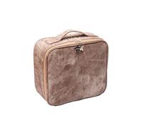 Internet Celebrity Trousse de maquillage avec miroir lumineux Grande capacité Haut de gamme Sac de rangement cosmétique portable, marron, Taille unique