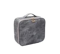 Internet Celebrity Trousse de maquillage avec miroir lumineux Grande capacité Haut de gamme Sac de rangement cosmétique portable, gris, Taille unique