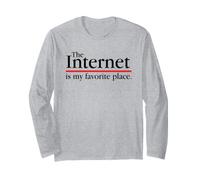 Internet est Mon Endroit préféré Humour en Ligne introverti drôle Manche Longue