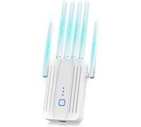 Internet Extender Amplificateur WiFi avec 6 antennes, extension WiFi avec port Ethernet, amplificateur WiFi jusqu'à 10 000 m², répéteur WiFi, plus d'appareils, amplificateur de signal WiFi pour la