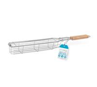 Internet's Best Panier de barbecue en acier inoxydable avec poignée en bois