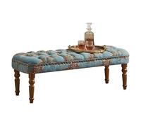 interoknack Banc américain touffeté floral avec pieds en bois tournés, ottoman rembourré de style européen pour chambre à coucher et entrée
