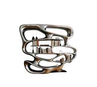 interoknack Bibliothèque en acier chromé avec courbes organiques, meuble de rangement moderne pour salle d'étude