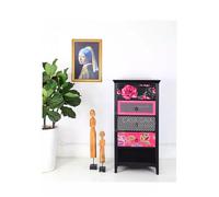 interoknack Casa Gaia Commode européenne en bois massif sculpté, meuble de rangement rembourré à 5 tiroirs