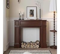 interoknack Cheminée vintage américaine en bois de noyer avec rangement, étagère décorative traditionnelle pour salon et entrée, décoration d'événement de mariage