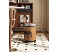 Interoknack Poubelle à pédale vintage en acier inoxydable de qualité supérieure avec motif éléphant, poubelle robuste avec couvercle à fermeture amortie (14 l)