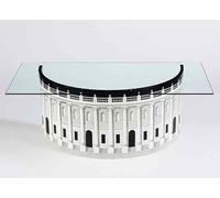 interoknack Table basse architecturale italienne de luxe en verre - Base de palais néoclassique peinte à la main avec plateau en verre trempé - Meuble design