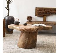 interoknack Wabi-Sabi Live Edge Table basse en bois massif naturel avec forme organique, mobilier de salon minimaliste japonais