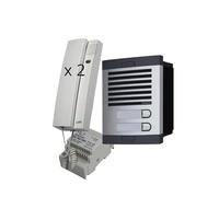Interphone automatique avec système analogique 4+n, pour communautés complet : plaque de rue, téléphones, boîte d'encastrement et source d'alimentation. Haute qualité de fabrication (2 logements)