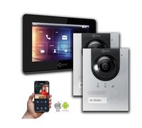 Interphone avec caméra Goliath IP 2 fils BUS argent 2 postes extérieurs : Boîte d'encastrement : 7 pouces en noir Sélection du moniteur : 7 pouces en noir Boîte de montage de la sonnette : Boîte d'enc