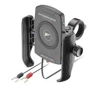 INTERPHONE Crab Support pour Smartphone avec Recharge sans Fil et USB-C pour Moto avec Recharge sans Fil 15 W Qi + USB-C Quick Charge, Universel pour Guidon 12-32 mm, résistant aux Vibrations et aux