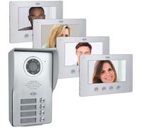 ELRO Interphone vidéo DV477W4 à 4 familles avec écran 4 couleurs, caméra avec vision nocturne, technologie 4 fils, 16 sonneries, gris, taille unique