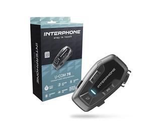Interphone Intercom U-COM 7R Mono - Intercom Moto pour Communication Entre 4 usagers et jusqu'à 1km - avec Bluetooth 5.1 pour GPS et appels - Autonomie 15h et étanchéité IP67