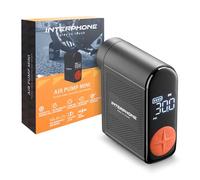 INTERPHONE Mini compresseur à air portable et rechargeable - Gonfleur pour pneus de voiture, moto et vélo - Compresseur pour gonfler jusqu'à 4 pneus de moto en une seule charge