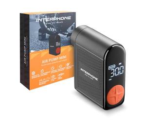 INTERPHONE Mini compresseur à air portable et rechargeable - Gonfleur pour pneus de voiture, moto et vélo - Compresseur pour gonfler jusqu'à 4 pneus de moto en une seule charge