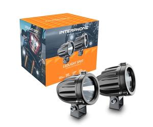 Interphone Paire de feux additionnels moto avant - Phare LED homologué ECE R112 - Kit de 2 phares de moto avec une puissance de 10W - Flux lumineux de 990 lumens - Motif de faisceau SPOT