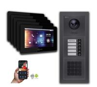 Interphone-portier vidéo BUS Goliath 2 fils : maison de 5 familles, code numérique, anthracite : Boîte de montage en saillie : 7 pouces en noir Sélection du moniteur : 7 pouces en noir Boîte de montag