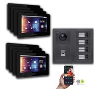 Interphone-portier vidéo BUS Goliath 2 fils : Maison de 8 familles, empreinte digitale, anthracite : Boîte de montage en saillie : 7 pouces en noir Sélection du moniteur : 7 pouces en noir Boîte de mo