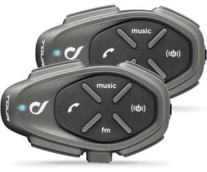 Interphone Tour - Dual Paquet - Système de Communication Moto Bluetooth, Jusqu'à 4 Riders, Portée 1.5 Km, Contrôle du Bruit, Jusqu'à 25 Heures, Radio FM, MP3, GPS, IP67, Universal