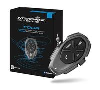 Interphone Tour - Un Paquet - Système de Communication Moto Bluetooth, Jusqu'à 4 Riders, Portée 1.5 Km, Contrôle du Bruit, Jusqu'à 25 Heures, Radio FM, MP3, GPS, IP67, Universal