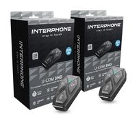 INTERPHONE U-COM 3HD Double, 2 interphones Moto de Groupe pour 4 utilisateurs jusqu'à 500 m, interphones Casque Bluetooth 5.1 avec écouteurs HD 40 mm pour Musique, appels et GPS, autonomie 10 h et