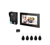 Interphone Vidéo 7 Pouces avec Écran Tactile Et Sonnette Filaire 1080p 148°, Application, Mot De Passe, Empreinte Digitale, Lecteur Carte Affichage Clair Protection Contre Intempéries(7INCH 94218B)