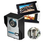 Interphone vidéo avec sonnette, interphone avec 7 pouces, 2 moniteurs, 1 caméra pour maison individuelle, vision nocturne par caméra couleur IR TFT-LCD, fonction de commande de verrouillage électrique