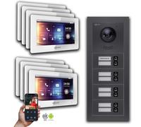 Interphone vidéo BUS Goliath 2 fils : Maison de 8 familles, Smartphone App, Anthracite : Boîte de montage en saillie : 7 pouces en blanc Sélection du moniteur : 7 pouces en blanc Boîte de montage de l