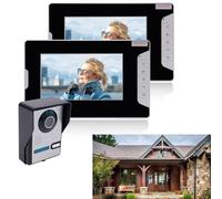 Interphone VidéO Domestique avec CaméRa Sonnette Moniteur Kit Maison Familiale avec Moniteurs Sonnette Interphone VidéO TéLéPhone Porte Maison Fil