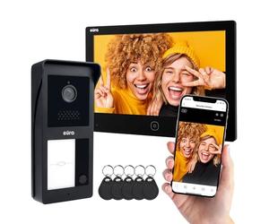 Interphone vidéo Eura VDP-49A3-2TY TUYA, Wi-FI, AHD, RFID, Station météo, écran Couleur 7 Pouces, Deux Fils, Noir