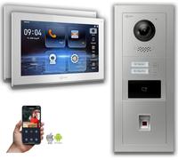Interphone vidéo Goliath IP : 10 pouces 2 maisons familiales, empreintes digitales, RFID, argent : Boîte d'encastrement : 10 pouces en blanc : Connexion POE 4 par : 4 choix de moniteur POE : 10 pouces