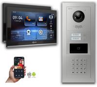 Interphone vidéo Goliath IP : 10 pouces 2 maisons familiales, RFID, code numérique, argent : 10 pouces en noir : Boîte d'encastrement : Connexion POE 4 par : 4 choix de moniteur POE : 10 pouces en noi