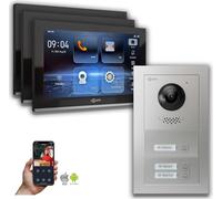 Interphone vidéo Goliath IP : 10 pouces 3-famille, Smartphone App, Argent : 10 pouces en noir : Boîte d'encastrement : 4er POE connexion via: : 4er POE choix du moniteur : 10 pouces en noir sonnette d