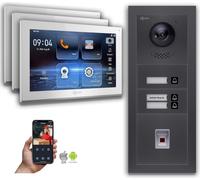 Interphone vidéo Goliath IP : 10 pouces 3 familles, empreinte digitale, anthracite : Boîte d'encastrement : 10 pouces en blanc : Connexion POE 4 par: : Sélection de 4 moniteurs POE : 10 pouces en blan