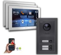 Interphone vidéo Goliath IP : 10 pouces 3 maisons familiales, Smartphone App, Anthracite : Boîte de montage en surface : 10 pouces en blanc : Connexion POE 4 par: : Sélection de 4 moniteurs POE : 10 p