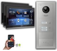 Interphone vidéo Goliath IP : 10 pouces 3famille, affichage, argent : 10 pouces en noir : Boîte d'encastrement : 4er POE connexion via: : 4er POE choix du moniteur : 10 pouces en noir sonnette de port