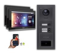 Interphone vidéo Goliath IP : 10 pouces 3famille, RFID, affichage, anthracite : 10 pouces en noir : Boîtier d'encastrement : Connexion POE 4 via: : Moniteur POE 4 choix : 10 pouces en noir sonnette de