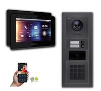 Interphone vidéo Goliath IP : 7 pouces 2 maisons familiales, RFID, code numérique, anthracite : Boîte d'encastrement : 7 pouces en noir : Connexion POE 4 par : 4 choix de moniteur POE : 7 pouces en no