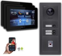 Interphone vidéo Goliath IP : 7 pouces 3 familles, empreinte digitale, anthracite : Boîte d'encastrement : 7 pouces en noir : Connexion POE 4 par: : Sélection de 4 moniteurs POE : 7 pouces en noir Boî