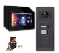 Interphone vidéo Goliath IP : 7 pouces 3 familles, vierge, affichage, anthracite : Boîte d'encastrement : 7 pouces en noir : Connexion POE 4 via: : Sélection de 4 moniteurs POE : 7 pouces en noir Boît