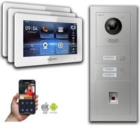 Interphone vidéo Goliath IP : 7 pouces 3 maisons familiales, empreinte digitale, argent : 7 pouces en blanc : Boîte d'encastrement : Connexion POE 4 par: : 4 choix de moniteur POE : 7 pouces en blanc 