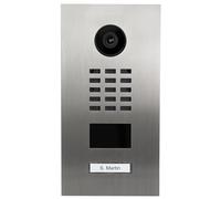 Interphone Vidéo IP WiFi D2101V V2 - Portier Vidéo 1 Sonnette Lecteur Badge RFID - Contrôle l'Accès à Votre Domicile pour Plusieurs Personnes - Ouverture Porte - Accessoires Inclus - INOX - Doorbird
