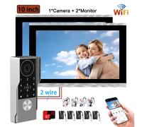 Interphone vidéo métallique 2 fils 1V1 / 1V2 avec écran LCD HD 10 pouces, système de sonnette vidéo connectée TUYA pour maison intelligente, déverrouillage par application, carte IC et code PIN 10inch
