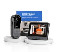 Interphone Video Sans Fil 1080P Sonnette Sans Fil avec Camera Exterieur Étanche et Écran 4,3'' Visiophone Sans WiFi ni App Audio Bidirectionnel Vision Nocturne Sonnette Ecran Sans Abonnement 170°