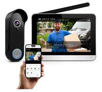 Interphone Vidéo Sonnette Sans Fil Avec Camera Et 7"" Ecran Moniteur Visiophone Portier Connectée Wifi 1080P, Détection De Mouvement