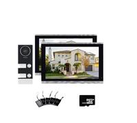 Interphone Vidéo TUYA WiFi avec Écran Tactile De 10 Pouces Et Application Déverrouillage par Carte Magnétique for Appartement 3 Familles 2 Caméras Audio Bidirectionnel