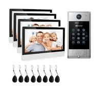 Interphone Vidéo Wi-FI 4 Fils, Écran Tactile 10 Pouces 1080p, Application, Carte Magnétique, Déverrouillage en 1, Tuya Audio Bidirectionnel(4M1D)