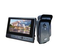 Interphones sans fil pour la maison Interphone vidéo sans fil 7 pouces 2.4Ghz détection de mouvement sans poinçon longue veille système de sécurité visuel de sonnette for la maison(818-1-2)