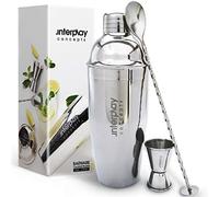 Interplay Concepts Lot de 5 grands shakers à cocktail en acier inoxydable de 750 ml avec passoire, doseur et cuillère à mélanger, ensemble à cocktail avec accessoires de bar